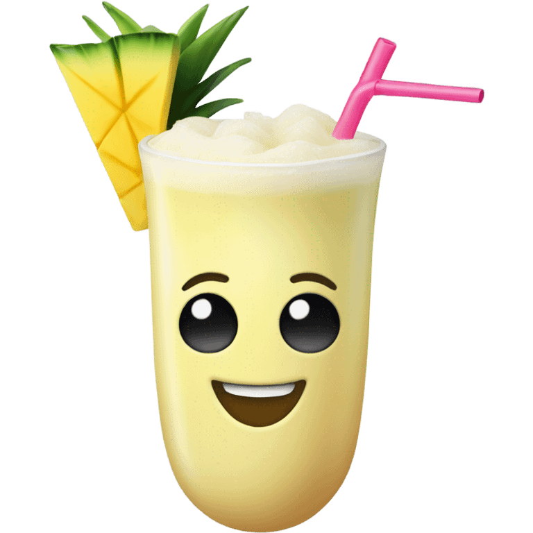 Piña colada with a happy face emoji