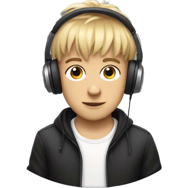 boy with fringe hair and headphones music producer emoji