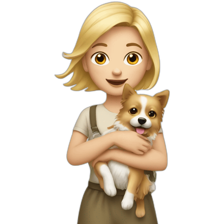 Blonde girl holding spitz emoji