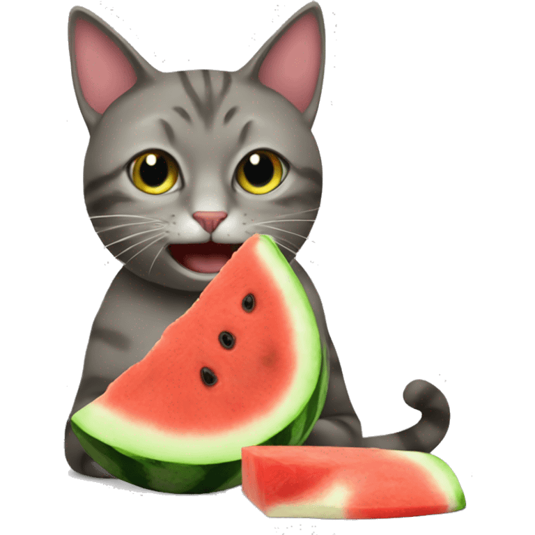 Cat eats watermelon  emoji