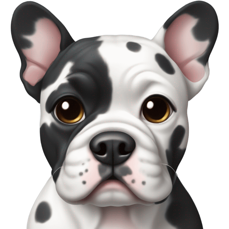 black with white and gray spots french bull dog emoji