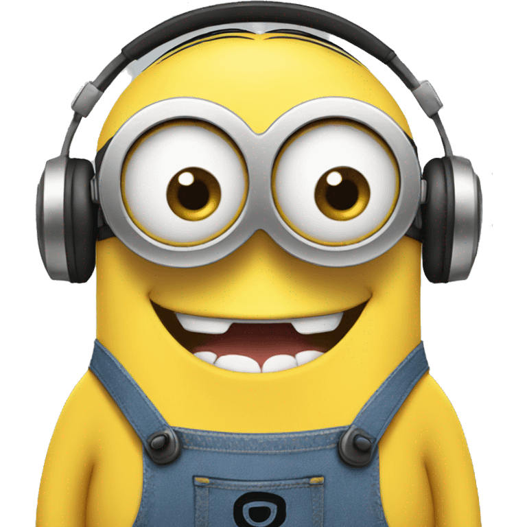 minions with headphones smiling teeth showing emoji