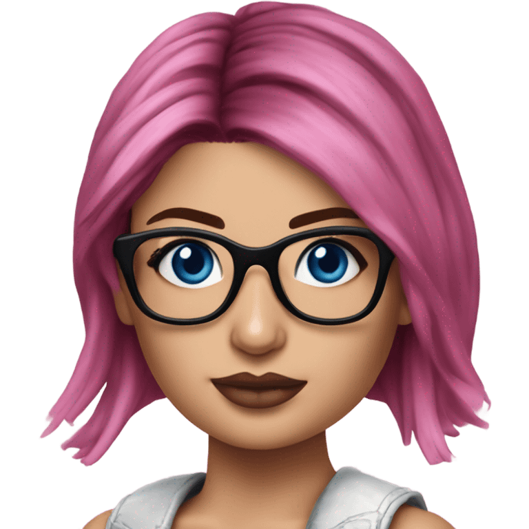 Photo Realistic kylie jenner stylish pink hair BLUE eyes and glasses edgy emoji