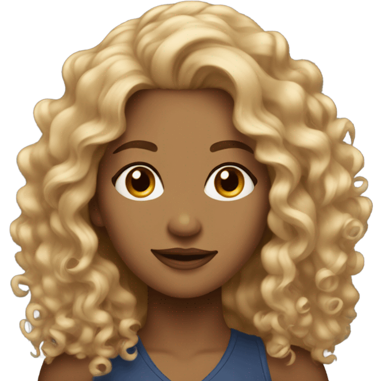 Gorgeous light brown woman with blonde long curly hair  emoji