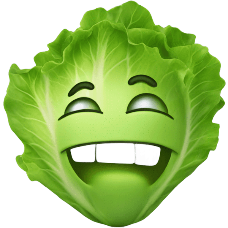 lettuce with a happy face holds a mirror in his hand and looks at it emoji