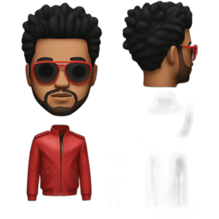 the weeknd red costume with classes emoji