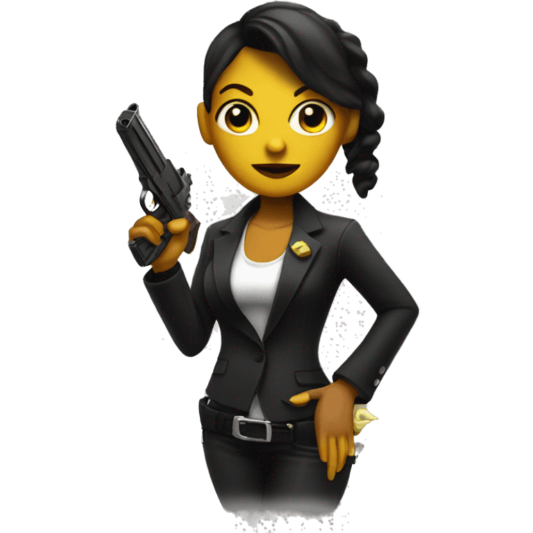 Female black gangster with a banana as a gun emoji