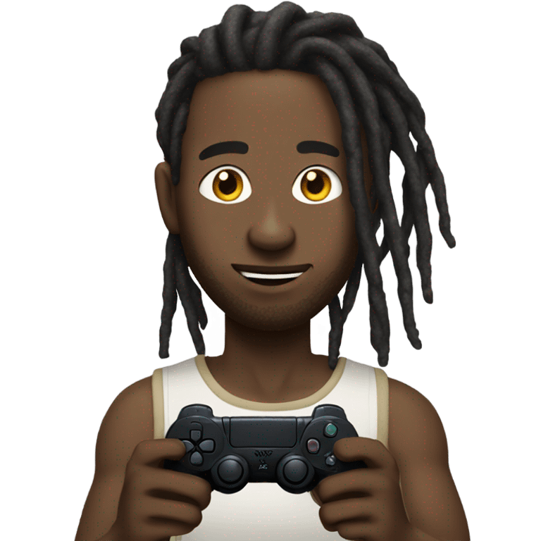 black man with dreads playing PlayStation game emoji