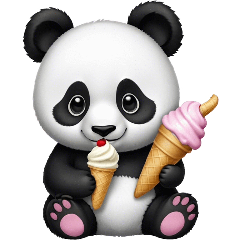 Panda eating ice cream emoji