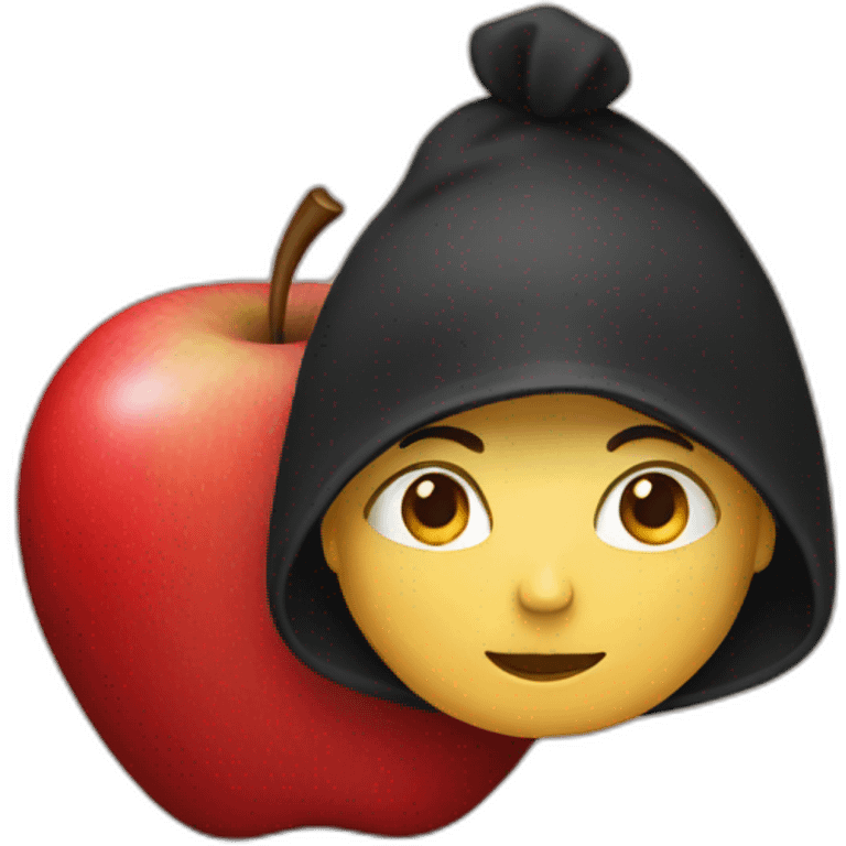 red apple with black hoodie emoji