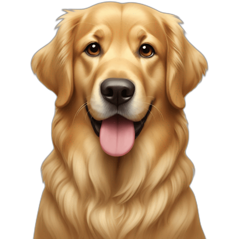 Un Golden retriver con una lata de pintura emoji