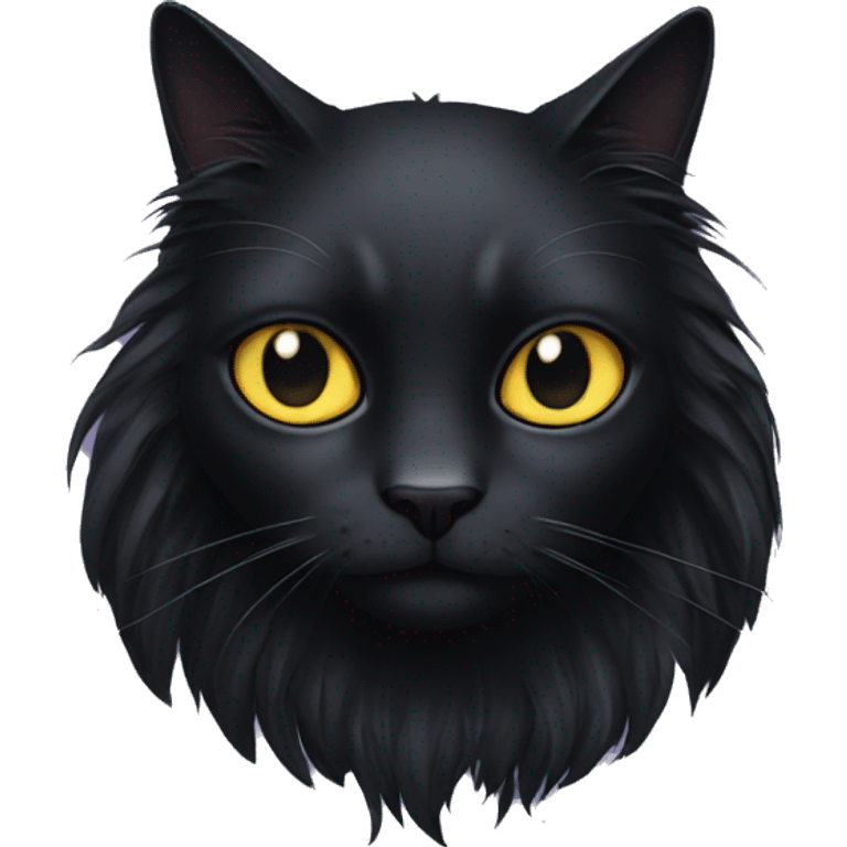 Scary, long haired, black cat emoji