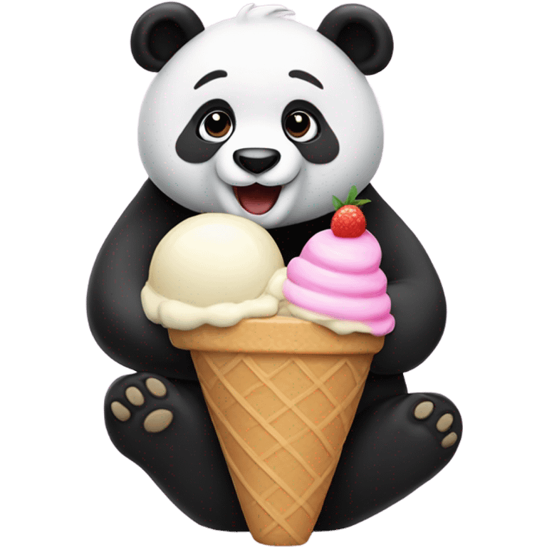 Panda eating ice cream emoji