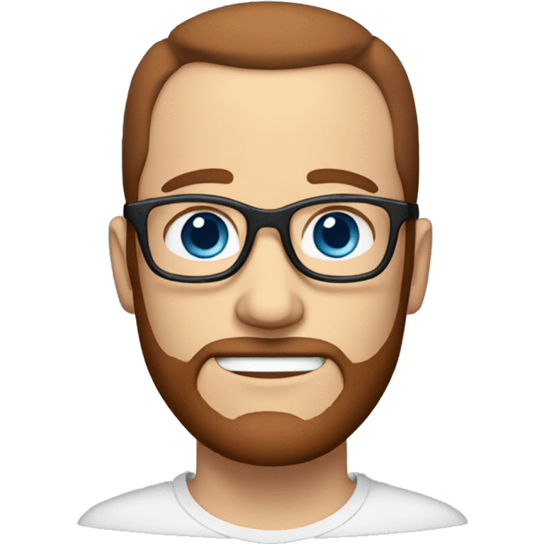 white dude, blue eyes, dark red hair, receding hairline, glasses, beard emoji