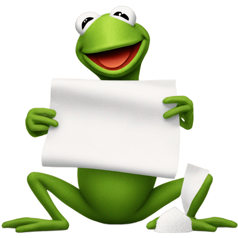 Kermit the frog with a rolled up paper and sugar on the table emoji