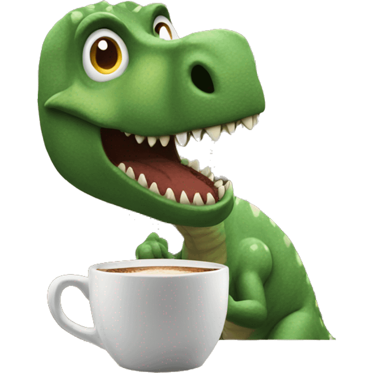 Dinosaur serving coffee emoji