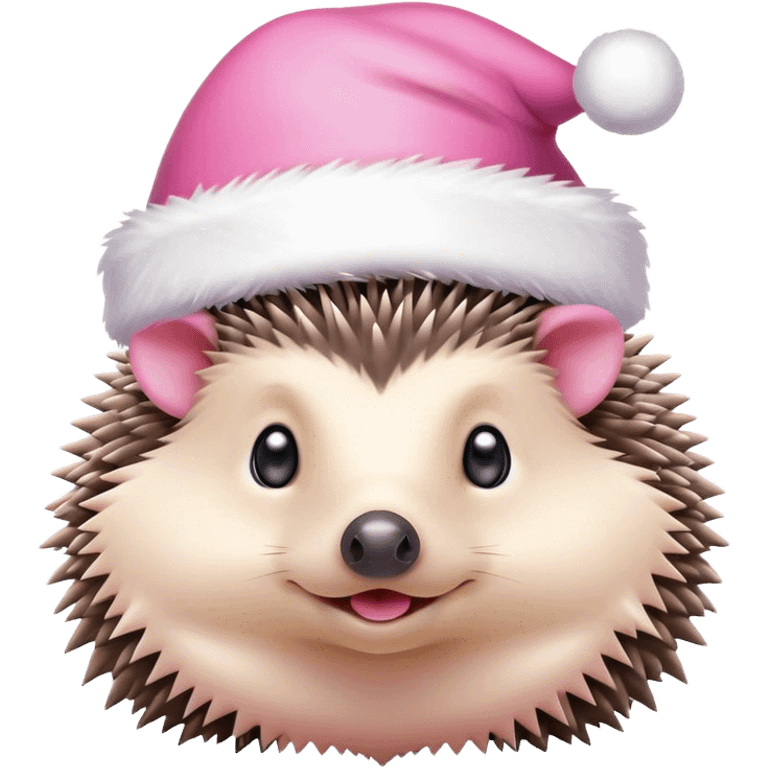 Hedgehog with pink Christmas hat emoji