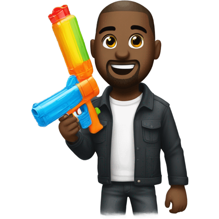 Kanye with a water gun emoji