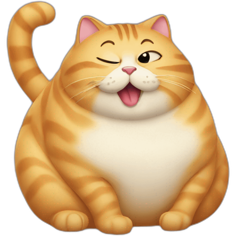 Fat cat licking itself emoji