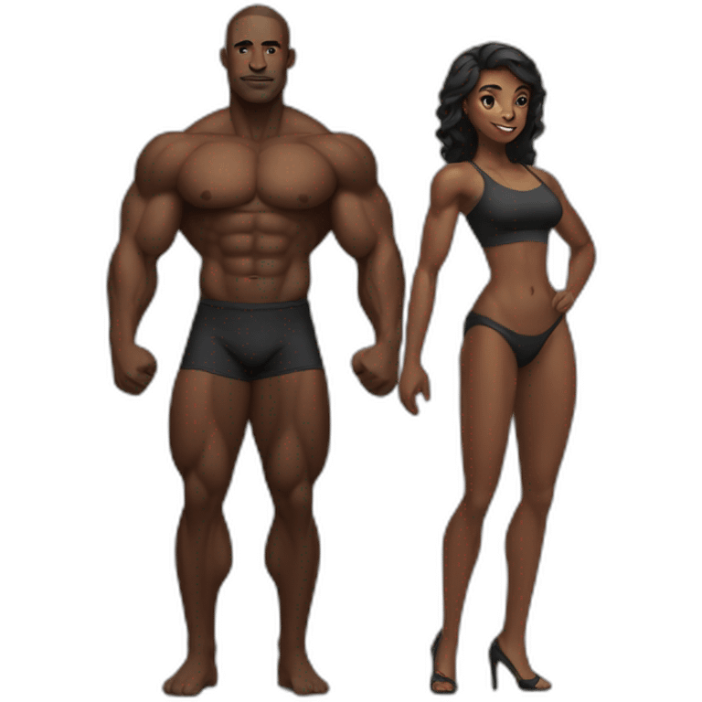 Black body builder man and woman  emoji