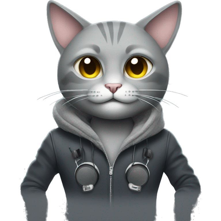 Djing Grey cat emoji