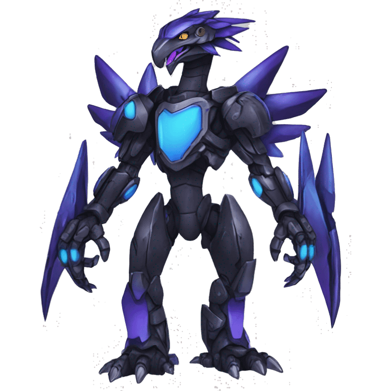  Cool Edgy Black Blue Purple Digimon-Fakemon-Raptor-Dragon-Mecha full body emoji