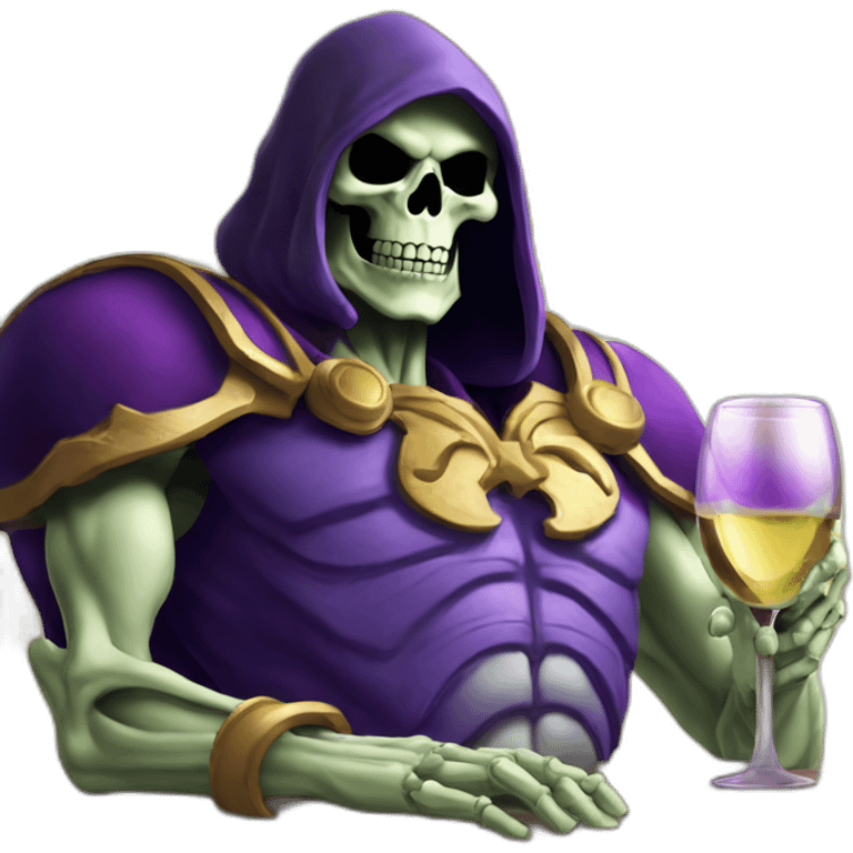 skeletor drinking big glas of white wine emoji