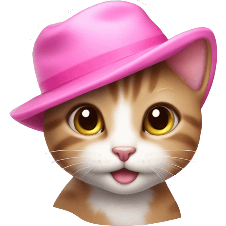 A cute kitten with a pink hat emoji