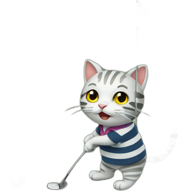 the cat with striped shirt playing golf emoji