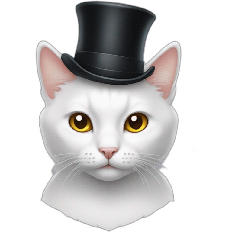 white cat with a top hat emoji