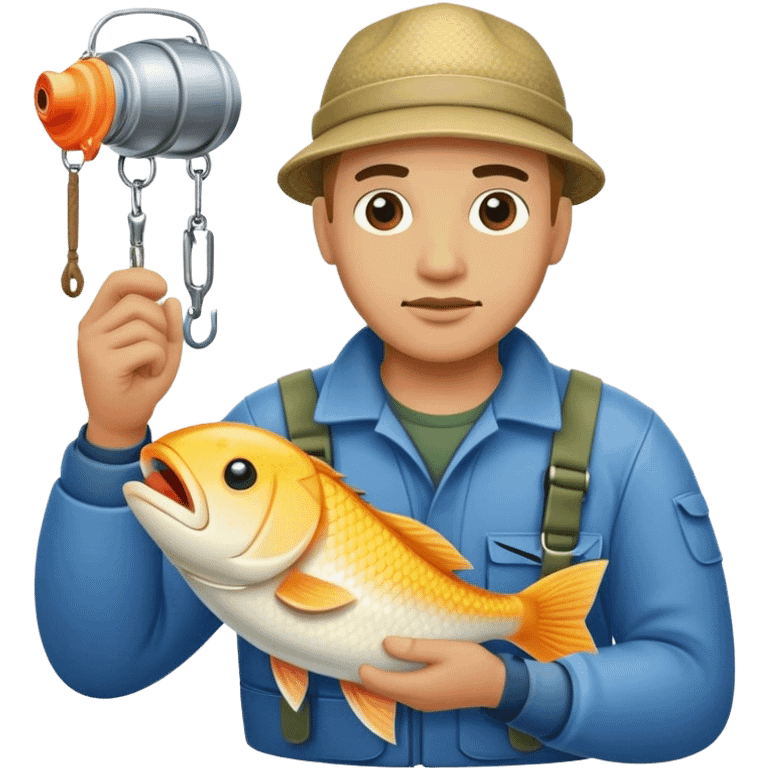 Light-skinned Fisherman with fish emoji