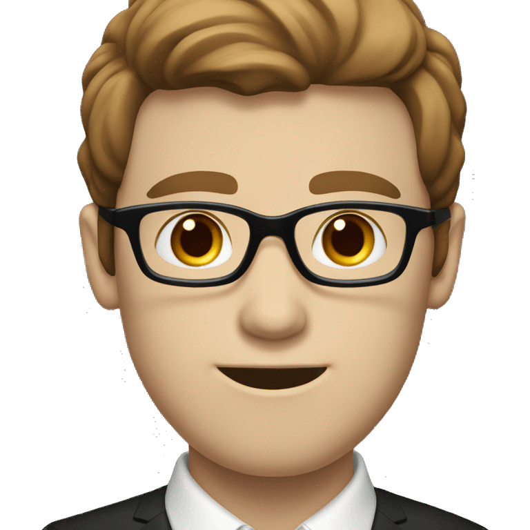 pale skinny guy with brown hair, black glasses and red suit emoji