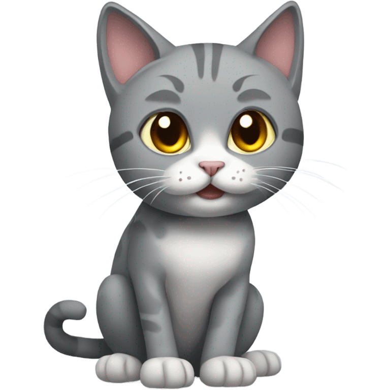 Grey cat with broken leg  emoji