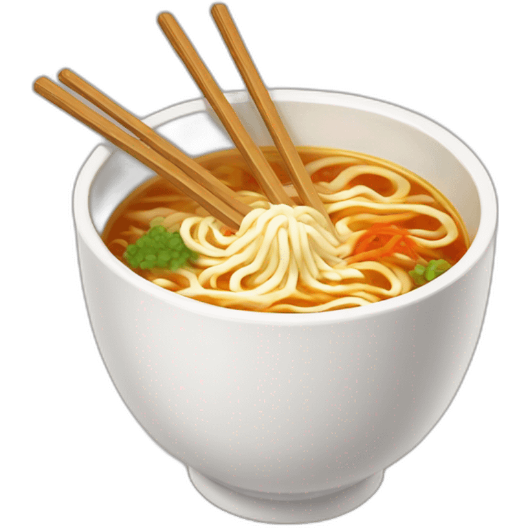 Cup ramen with drum sticks in it. emoji