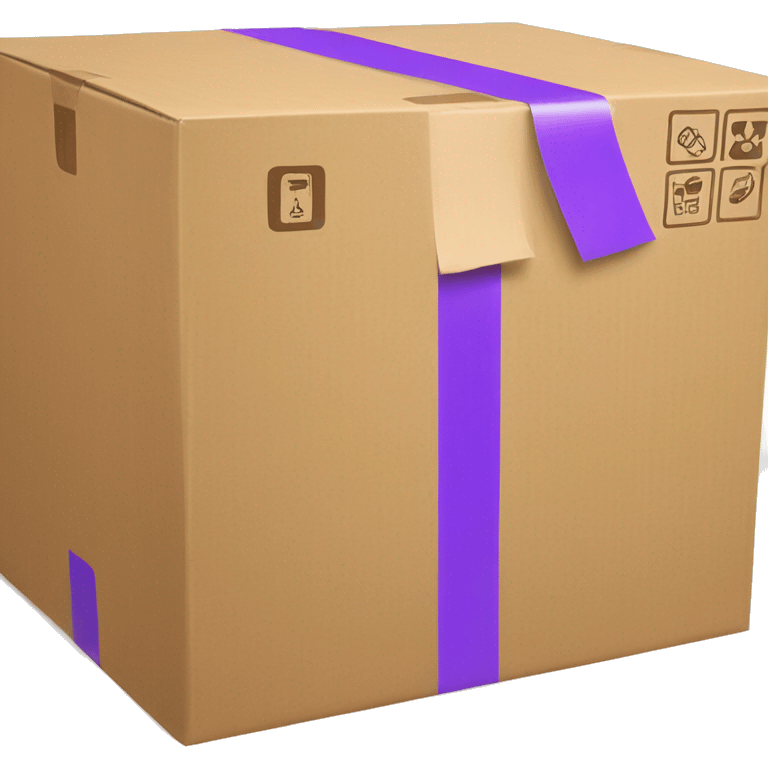 Delivery box with violet adhesive tape emoji