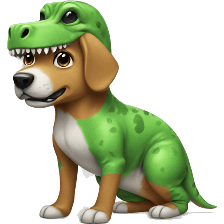 Dog with dinosaur costume  emoji