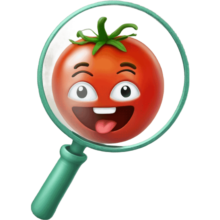 happy tomato with magnifying glass in hand emoji