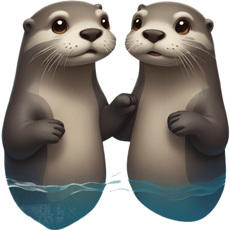 otters holding hands swimming  emoji