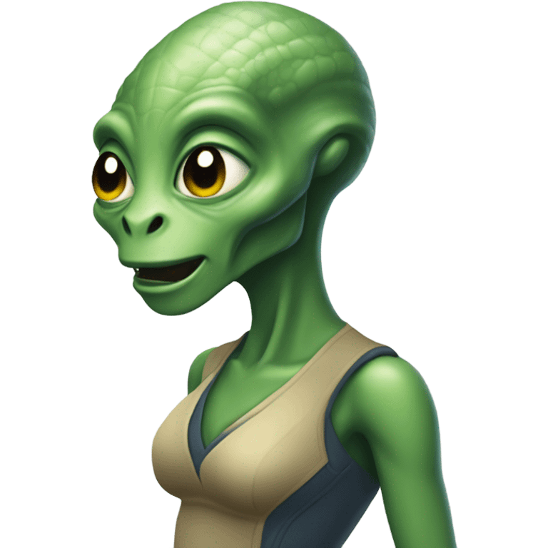 Alien reptilian woman, working emoji