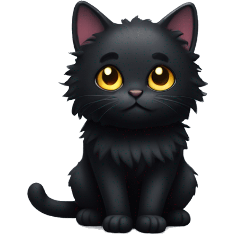 fluffy mysterious black cat  emoji