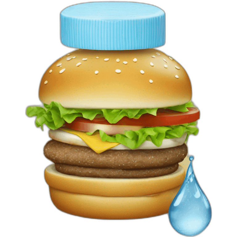 Un burger et une goutte d'eau emoji