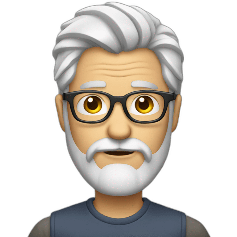 middle aged hipster no hat with beard silver hair emoji