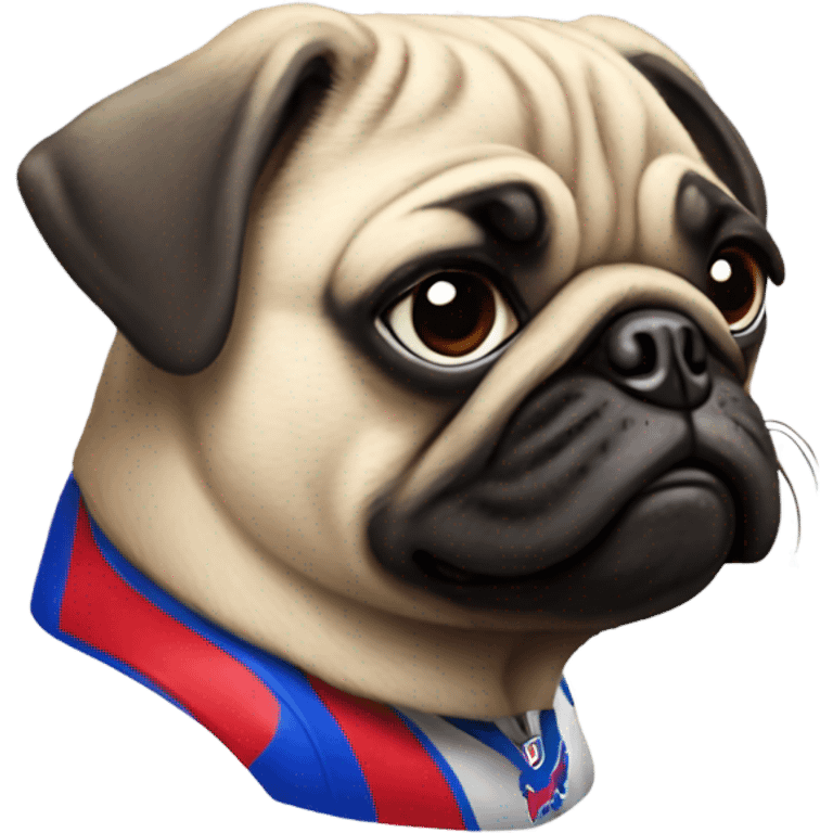 Pug wearing buffalo bills jersey emoji