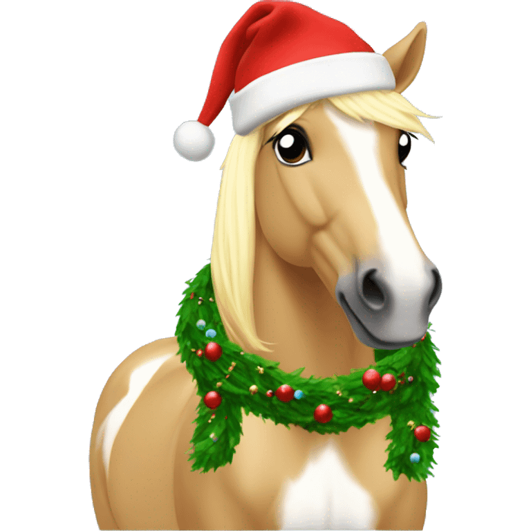 Palomino pony with a Christmas hat on ￼ emoji