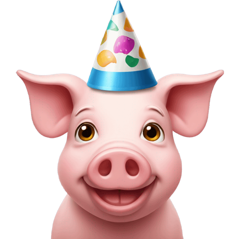 Funny pig with a party hat  emoji