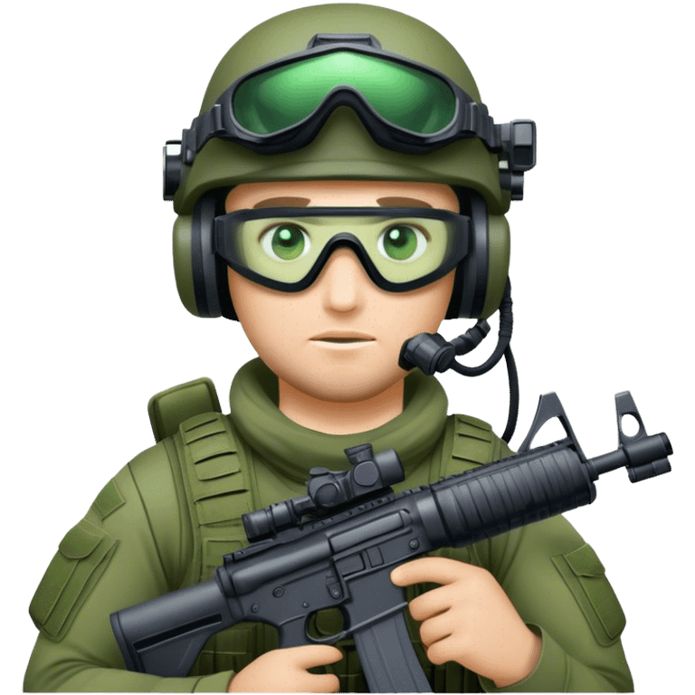 a SAS soldier with night vision goccles and a AR15 full equipped emoji