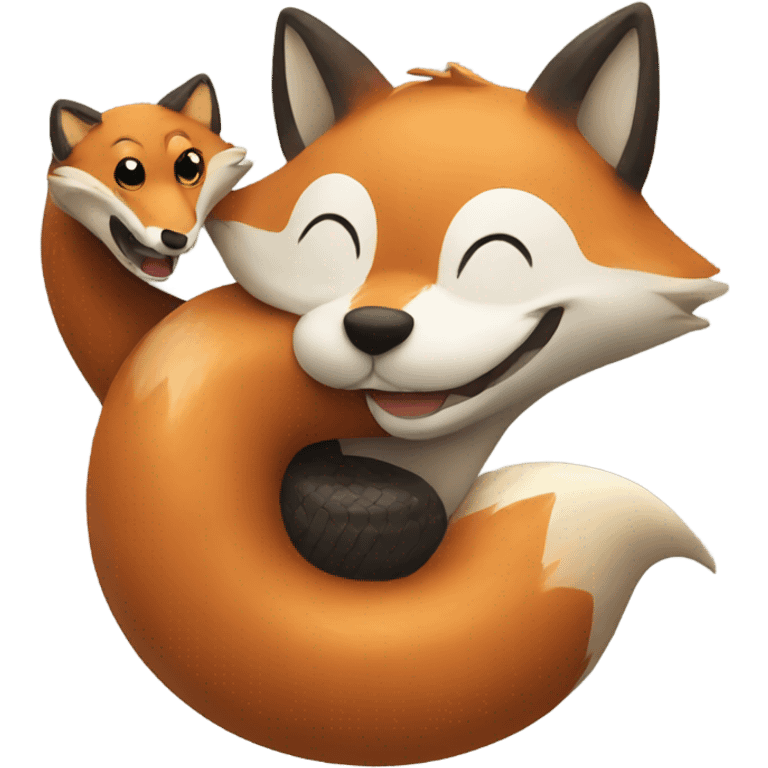 fox hugs snake emoji