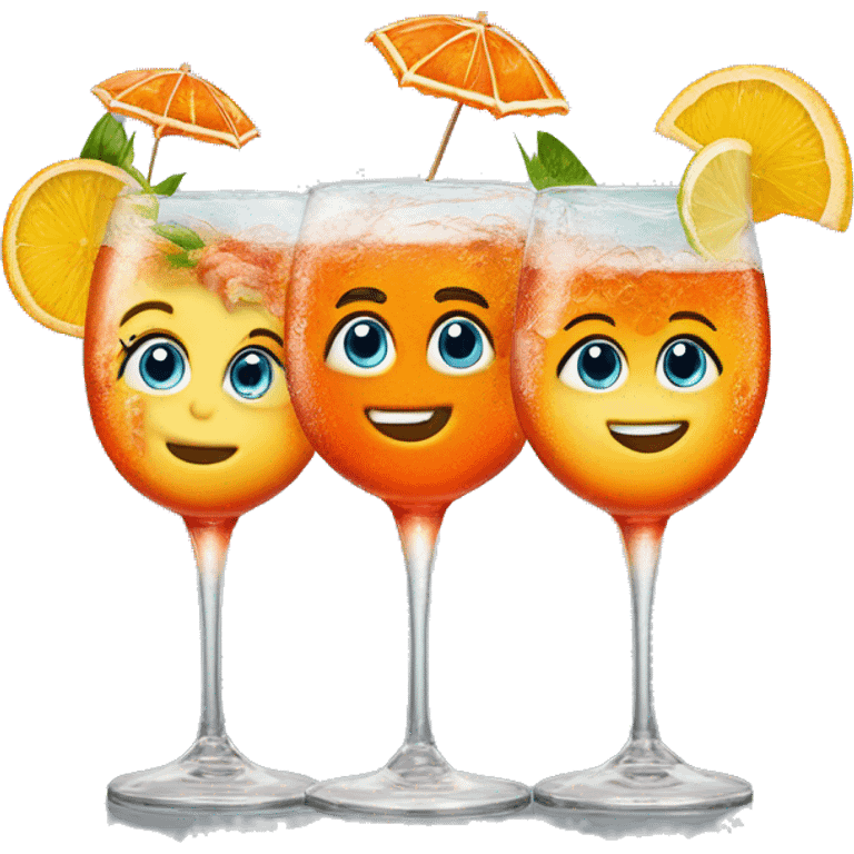 drei schöne Meerjungfrauen trinken aperol spritz emoji