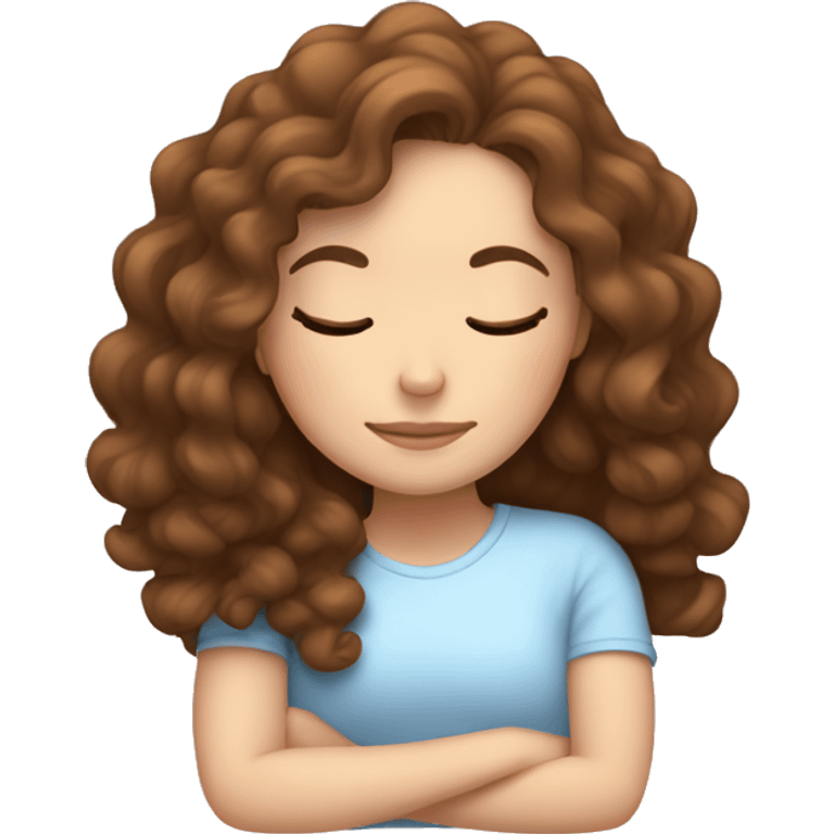 White girl with curly brown hair sleeping  emoji