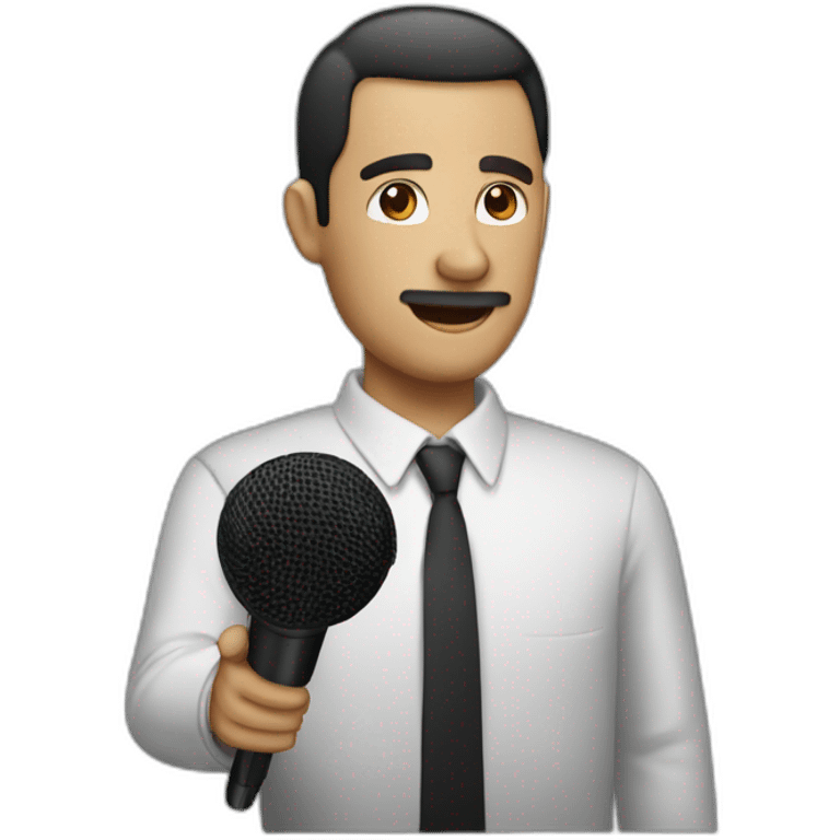 Man with microphone in mani emoji